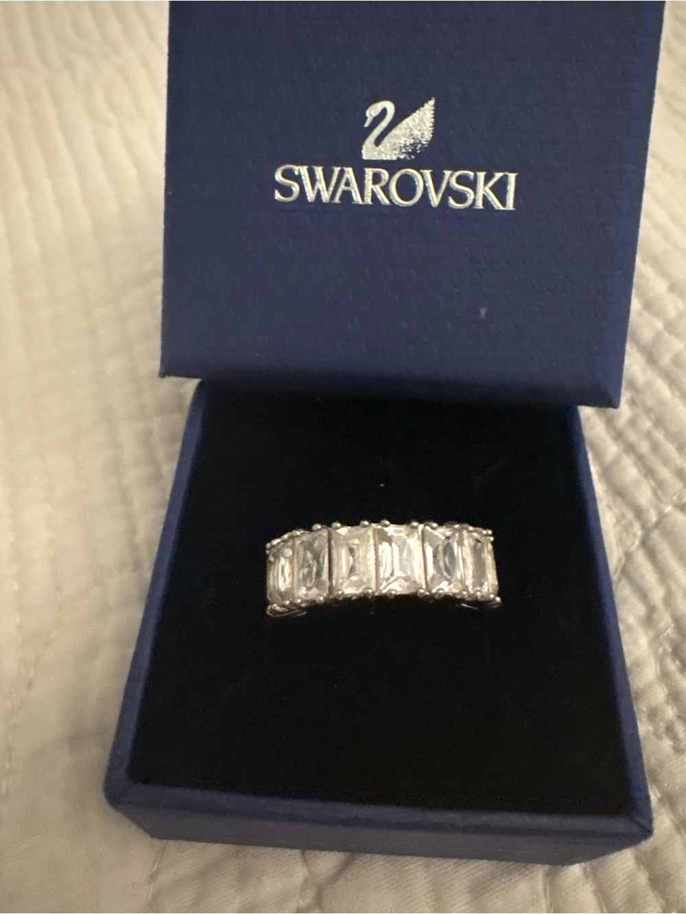 Swarovski Matrix Vittore Clear Crystal Emerald-Cut Eternity Ring in Silver 52